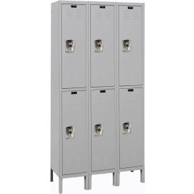 Ready-Built 2-Tier 6 Door Locker, 36"W x 15"D x 78"H, Light Gray, Assembled