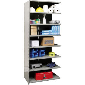 Closed Style Metal Shelving, 8 Shelves, Add-On Unit, 36"W x 24"D x 87"H, Dark Gray