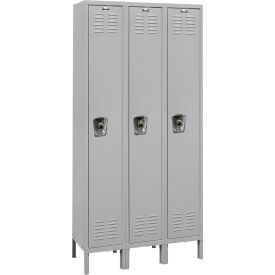 Ready-Built 1-Tier 3 Door Locker, 36"W x 12"D x 78"H, Light Gray, Assembled