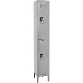 Ready-Built 2-Tier 2 Door Locker, 12"W x 12"D x 78"H, Light Gray, Assembled