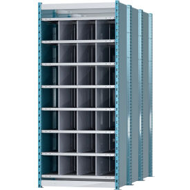 Closed Style Deep Bin Shelving, 8 Shelves, Starter Unit, 36"W x 72"D x 87"H, Blue/Gray