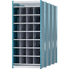 Closed Style Deep Bin Shelving, 8 Shelves, Starter Unit, 36"W x 96"D x 87"H, Blue/Gray