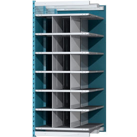 Closed Style Deep Bin Shelving, 7 Shelves, Add-On Unit, 36"W x 48"D x 87"H, Blue/Gray