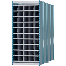 Closed Style Deep Bin Shelving, 11 Shelves, Starter Unit, 36"W x 96"D x 87"H, Blue/Gray