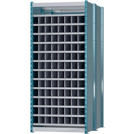 Closed Style Deep Bin Shelving, 13 Shelves, Starter Unit, 36"W x 48"D x 87"H, Blue/Gray