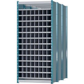 Closed Style Deep Bin Shelving, 13 Shelves, Starter Unit, 36"W x 72"D x 87"H, Blue/Gray