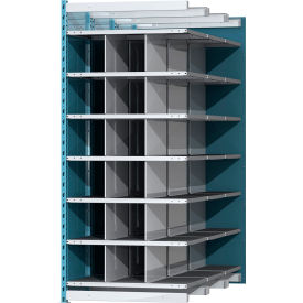 Closed Style Deep Bin Shelving, 7 Shelves, Add-On Unit, 36"W x 72"D x 87"H, Blue/Gray
