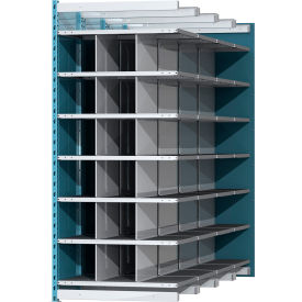 Closed Style Deep Bin Shelving, 7 Shelves, Add-On Unit, 36"W x 96"D x 87"H, Blue/Gray