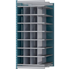 Closed Style Deep Bin Shelving, 8 Shelves, Add-On Unit, 36"W x 48"D x 87"H, Blue/Gray
