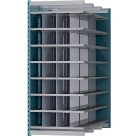 Closed Style Deep Bin Shelving, 8 Shelves, Add-On Unit, 36"W x 72"D x 87"H, Blue/Gray