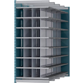 Closed Style Deep Bin Shelving, 8 Shelves, Add-On Unit, 36"W x 96"D x 87"H, Blue/Gray