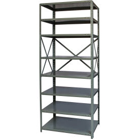 Stand Alone Shelving, Sway Braces, 8 Adj. Shelves, 48"W x 12"D x 87"H, Dark Gray