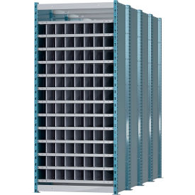 Closed Style Deep Bin Shelving, 13 Shelves, Starter Unit, 36"W x 96"D x 87"H, Blue/Gray