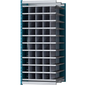 Closed Style Deep Bin Shelving, 11 Shelves, Add-On Unit, 36"W x 48"D x 87"H, Blue/Gray