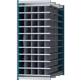 Closed Style Deep Bin Shelving, 11 Shelves, Add-On Unit, 36"W x 72"D x 87"H, Blue/Gray