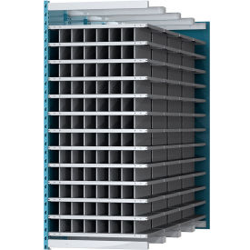 Closed Style Deep Bin Shelving, 13 Shelves, Add-On Unit, 36"W x 96"D x 87"H, Blue/Gray