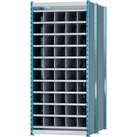 Closed Style Deep Bin Shelving, 11 Shelves, Starter Unit, 36"W x 48"D x 87"H, Blue/Gray