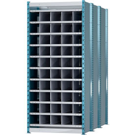 Closed Style Deep Bin Shelving, 11 Shelves, Starter Unit, 36"W x 72"D x 87"H, Blue/Gray