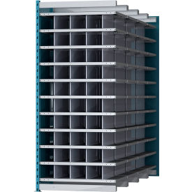 Closed Style Deep Bin Shelving, 11 Shelves, Add-On Unit, 36"W x 96"D x 87"H, Blue/Gray