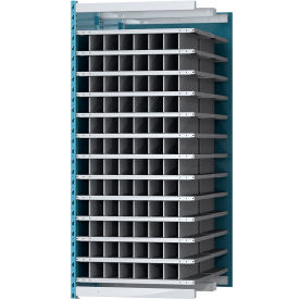 Closed Style Deep Bin Shelving, 13 Shelves, Add-On Unit, 36"W x 48"D x 87"H, Blue/Gray