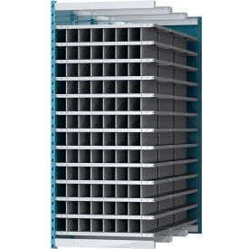 Closed Style Deep Bin Shelving, 13 Shelves, Add-On Unit, 36"W x 72"D x 87"H, Blue/Gray