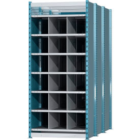 Closed Style Deep Bin Shelving, 7 Shelves, Starter Unit, 36"W x 72"D x 87"H, Blue/Gray