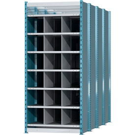 Closed Style Deep Bin Shelving, 7 Shelves, Starter Unit, 36"W x 96"D x 87"H, Blue/Gray