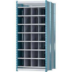 Closed Style Deep Bin Shelving, 8 Shelves, Starter Unit, 36"W x 48"D x 87"H, Blue/Gray