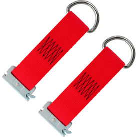 E-Track D-Ring Tie-Down Strap, 4400 lb. Capacity, 2" x 9", Pack of 2