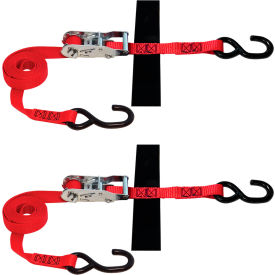 S-Hook Ratchet Tie-Down Strap, 2500 lb. Capacity, 1" x 8', Pack of 2