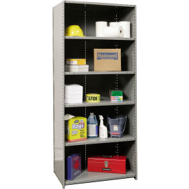 Hi-Tech Closed Shelving, 6 Shelves, Starter Unit, 350 lb. Cap., 48"W x 24"D x 87"H, Gray