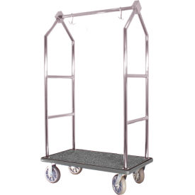 Classic Bellman's Luggage Cart with Gray Carpet and 8" Wheels, Titanium Gold
