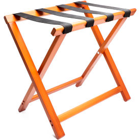 Hospitality 1 Source Wooden Luggage Rack w/ Black Straps, Light Mahogany
