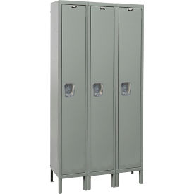 1-Tier 3 Door Maintenance-Free Quiet Locker, 54"W x 24"D x 78"H, Gray, Assembled