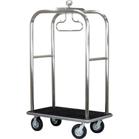 Hospitality 1 Source Boardwalk Bellman's Luggage Cart with Black Carpet and 8" Wheels, Stainless Steel