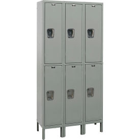 2-Tier 6 Door Maintenance-Free Quiet Locker, 45"W x 21"D x 78"H, Gray, Unassembled