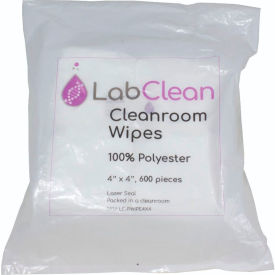 Labclean Cleanroom Wipes, 100% Polyester, 4"L x 4"W, Pack of 600