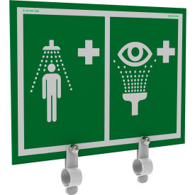 Universal Safety Shower Eye & Face Wash Sign with Steel Brackets, PVC, 16"W x 16"H