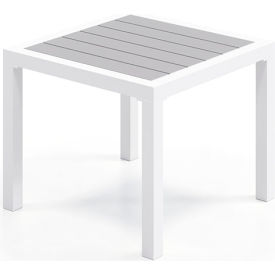 Eveleen Indoor/Outdoor Square Side Table, White/Gray