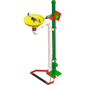 Eye & Face Wash Station, Pedestal Mount, ABS Plastic Bowl, Galvanized Pipe