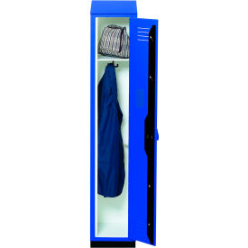 1-Tier 1 Door Wardrobe Locker w/Padlock Hasp, 12"W x 15"D x 72"H, Deep Blue, Assembled
