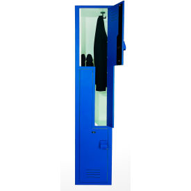 2-Tier 2 Door Wardrobe Z-Locker w/ Padlock Hasp, 18"Wx18"Dx72"H, Deep Blue, Assembled