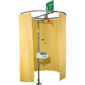 Safety Shower Modesty Curtain, Pipe Mount, Nylon, Yellow