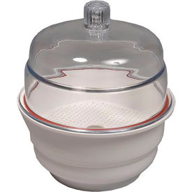 Desiccator, Non-Vacuum, White Base, Polypropylene/Polycarbonate, 10" Dia.