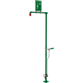 Drench Shower, Floor Mount, Galvanized Steel Pipe, Nylon 6 Showerhead, 20 GPM