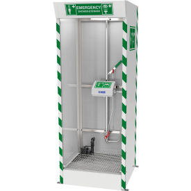 Emergency Cubicle Shower w/ Covered ABS Eye, Face Wash & Sump Pump, 120V, Floor Mount