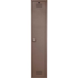 1-Tier 1 Door Wardrobe Locker w/ Padlock Hasp, 12"W x 18"D x 72"H, Toffee, Assembled