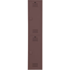 2-Tier 2 Door Wardrobe Locker with Padlock Hasp, 12"W x 18"D x 72"H, Toffee, Assembled