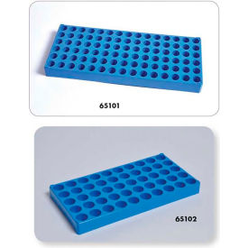 Vial Racks, PP, 90 Places, 11/16" Well Diameter, Blue, Pack of 5