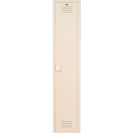 1-Tier 1 Door Wardrobe Locker w/ Padlock Hasp, 15"W x 18"D x 72"H, Beige, Assembled